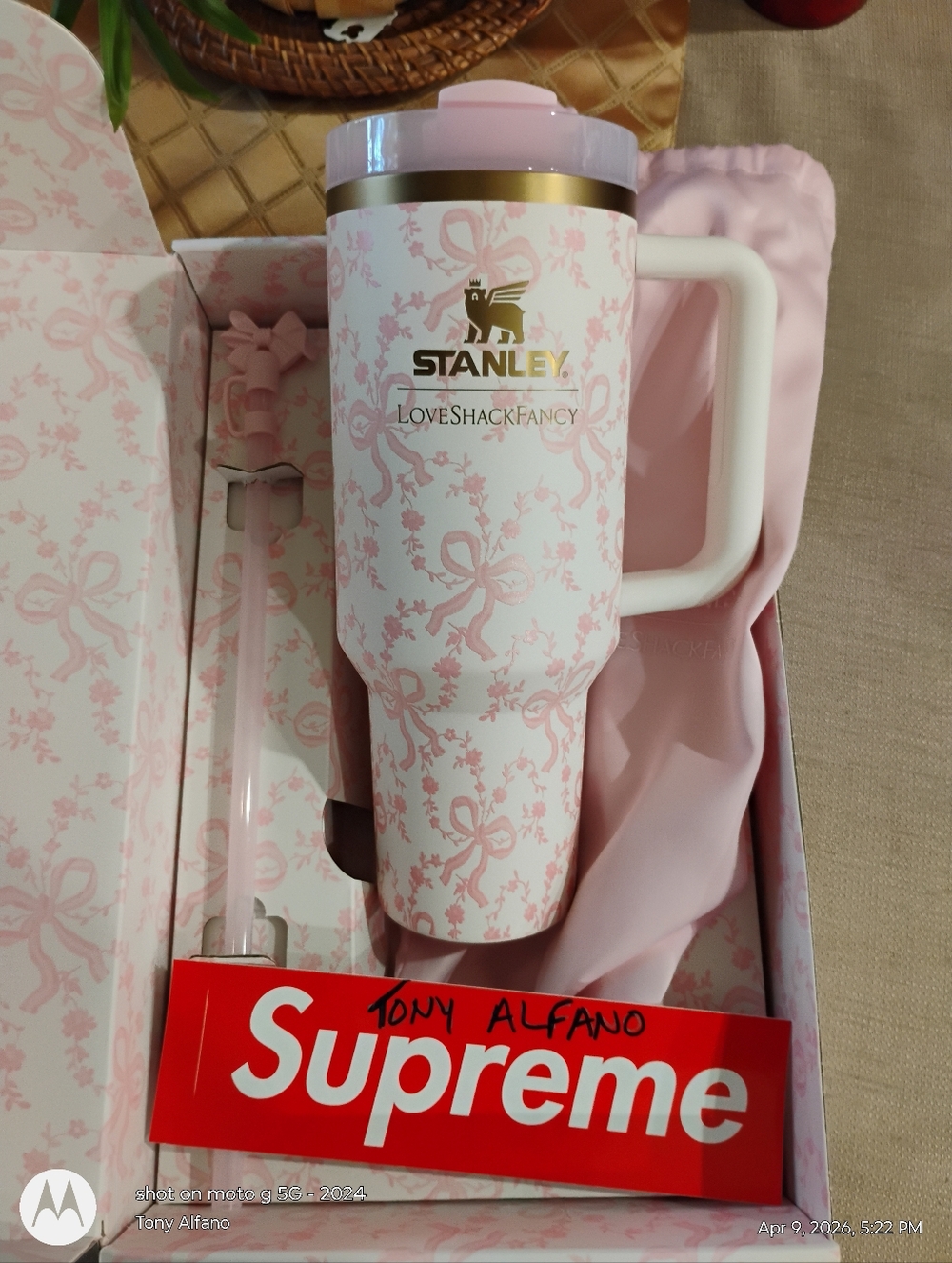 Stanley x LoveShackFancy Coquette Bow Chantilly 40oz BNIB - In Hand Ships Fast